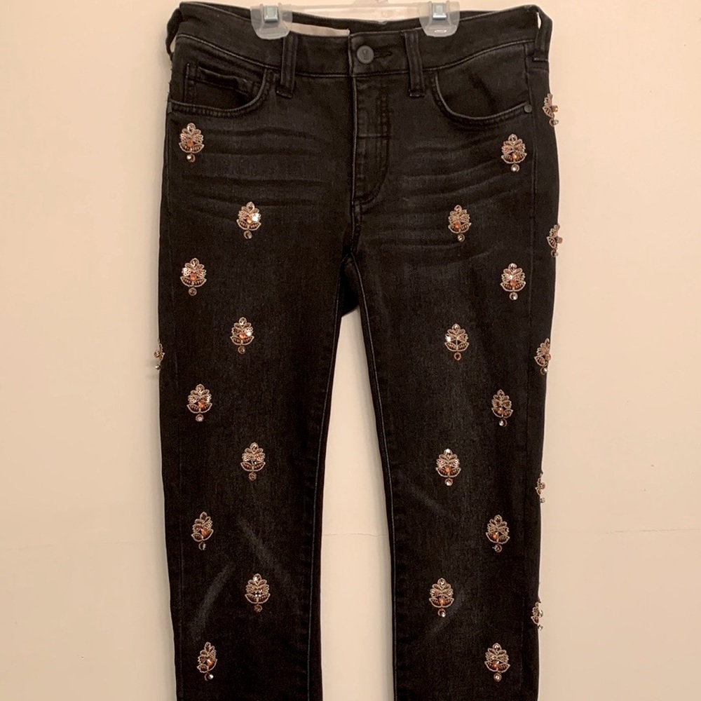 Anthropology Jeans Grey with embroidery and jewels Pilcro - Picture 8 of 15